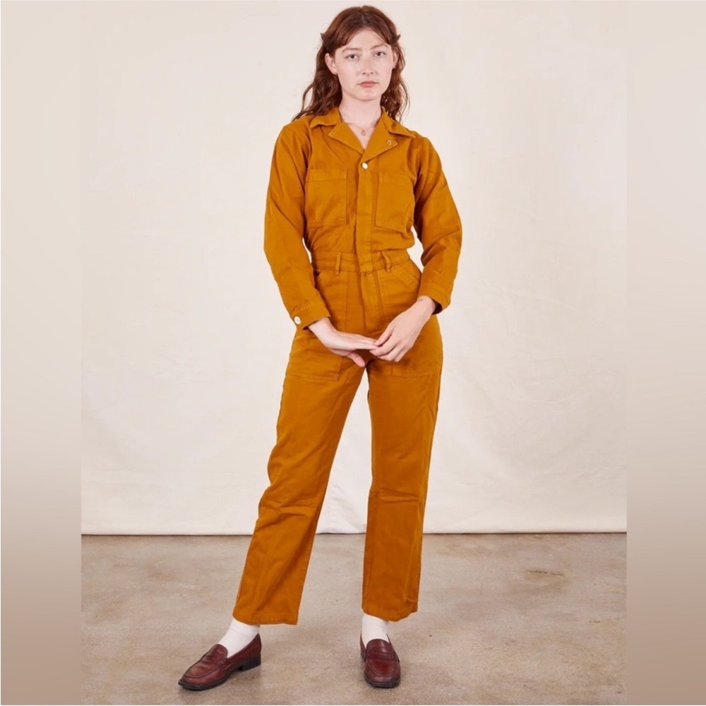 Big Bud Press long sleeve everyday jumpsuit in spicy mustard brand new